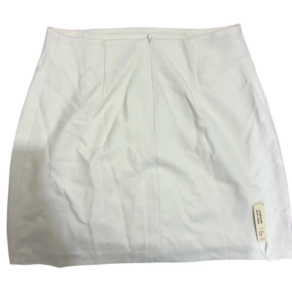 NEW OGL MOVE Ivory Size S Brushed Mid-Waist Split Mini Skirt Beige Off White